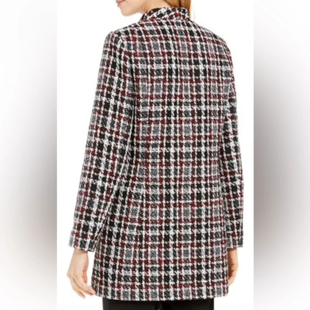 Calvin Klein Women's Plus Tweed Plaid Topper
Jacket Black/Burg Size 18W - Picture 2 of 11